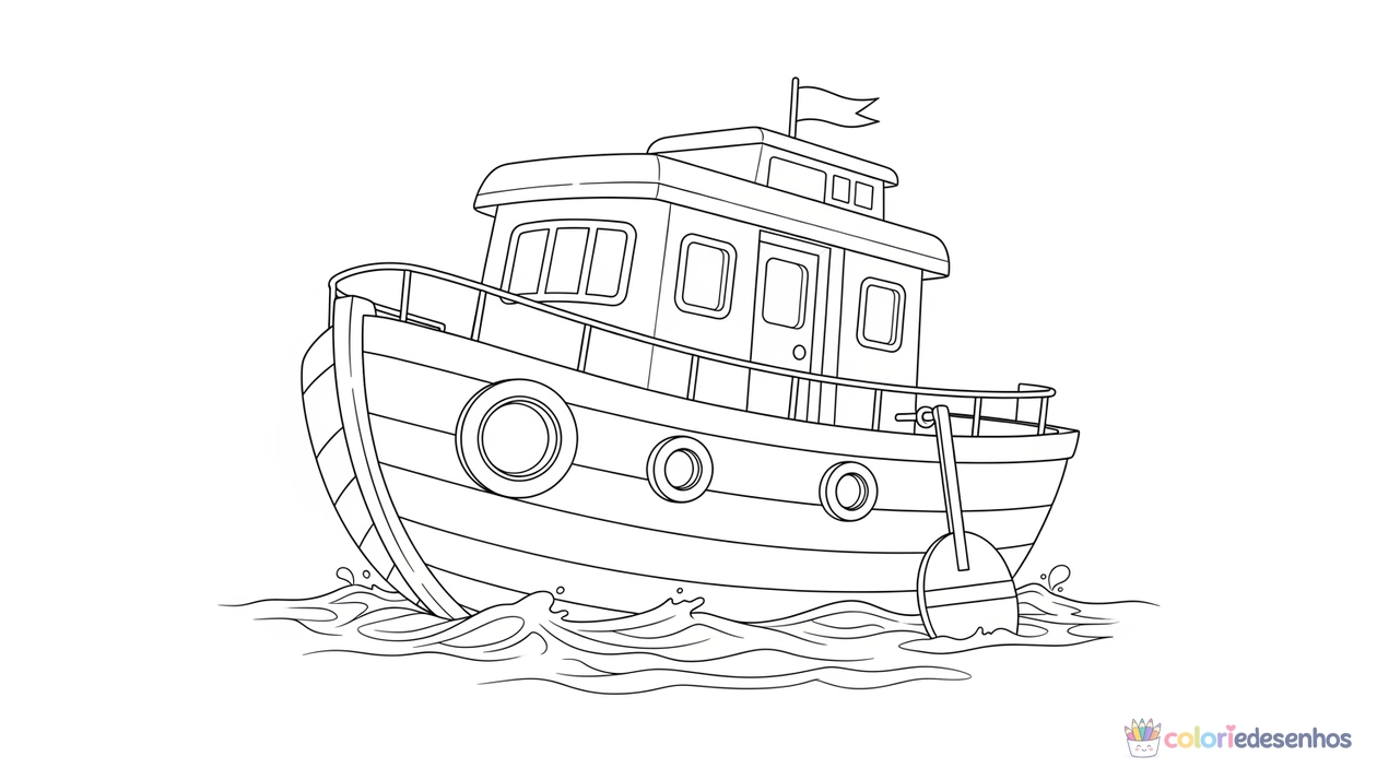 Barco para imprimir e colorir para colorir
